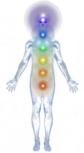 Chakra positions shown on the body.