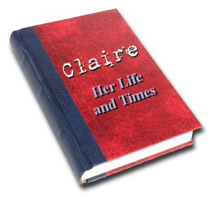 Hard-cover book. The cover is red with the title "Claire".