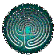 The top view of a labyrinth--Claire's logo.