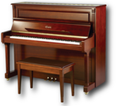 An upright piano.